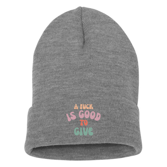 Multi-Colored Vintage Text A Fuck is Good to Give YP Classics - Adult Unisex Cuffed Beanie