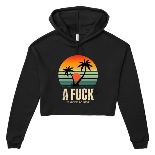 Oasis Vintage Print A Fuck is Good to Give Bella + Canvas Women's Cropped Fleece Hoodie