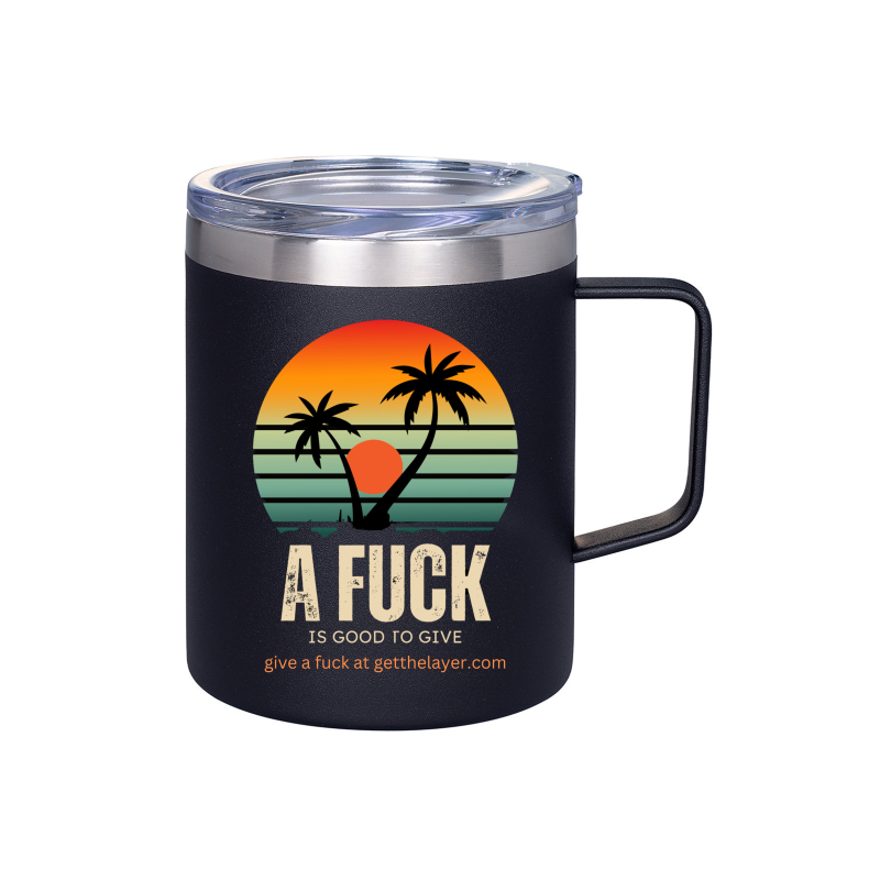 Oasis Vintage Print A Fuck is Good to Give Prime Line 12oz Vacuum Insulated Coffee Mug With Handle